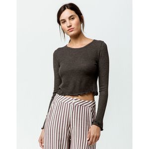 Bozzolo heather gray crop top long sleeve small
